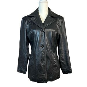 Vintage Wilsons Maxima Womens Classic Leather Jacket Size M Black 90s‎ Y2k Luxe